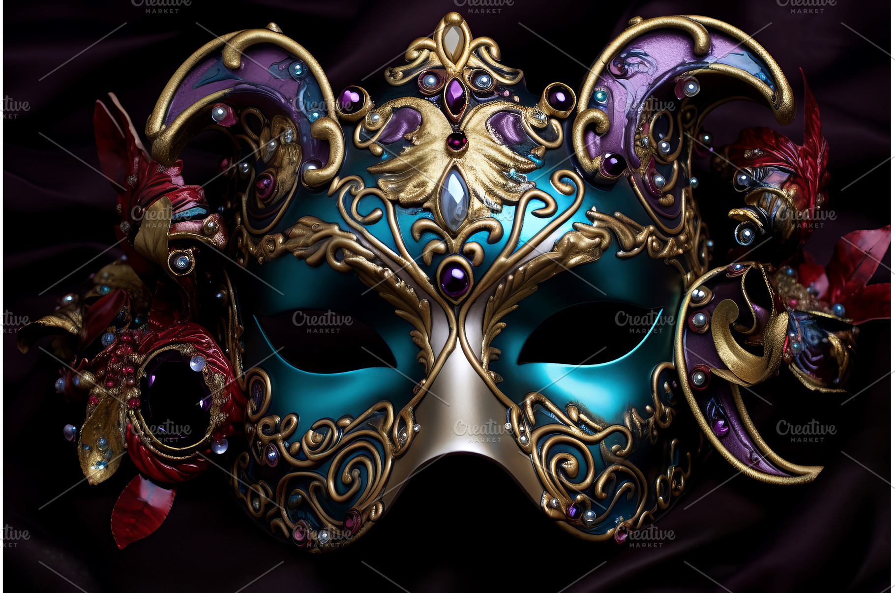 Colorful Mardi gras mask. Generate, a Holiday Photo by Ylivdesign