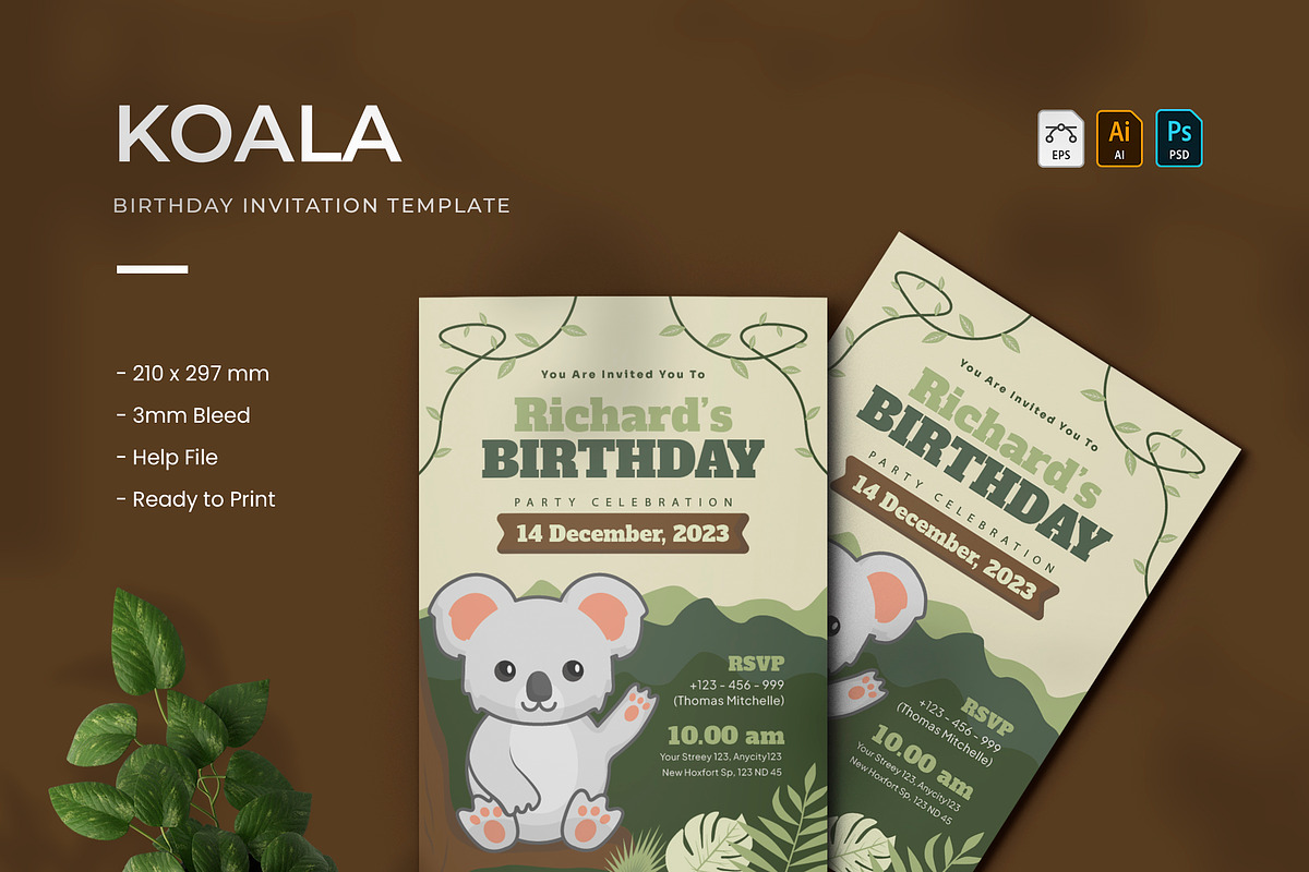 Koala - Birthday Invitation, a Design Template by VUNIRA (Photo 1 of 2)