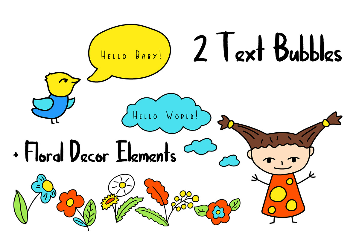 Summer Doodle Kids Clipart + Pattern, a Decorative Illustration by RabbitAndPencil (Photo 3 of 6)