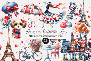 Parisian Valentine Day Clipart, an Illustration by Designworld
