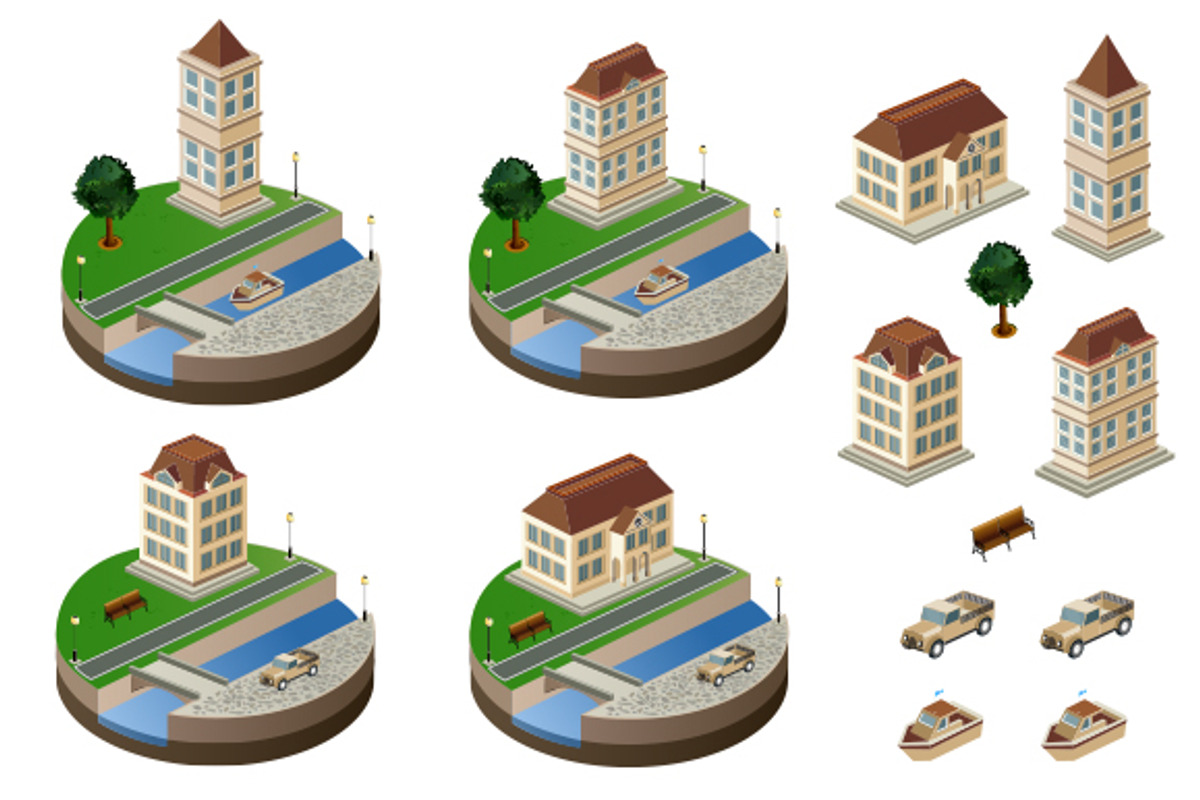 Vintage city buildings vector, a Technology Illustration by AlexZeL (Photo 1 of 3)