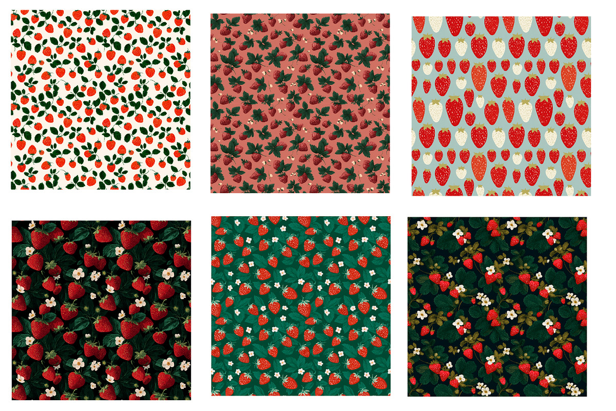 Strawberry Pattern Digital paper, an Illustration by Designworld (Photo 2 of 4)