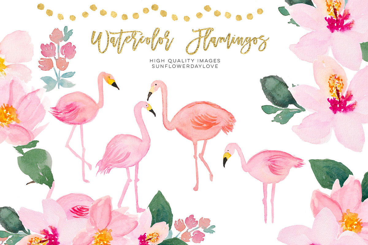 Flamingo Watercolor image, an Illustration by Sunflower Day Love (Photo 2 of 3)