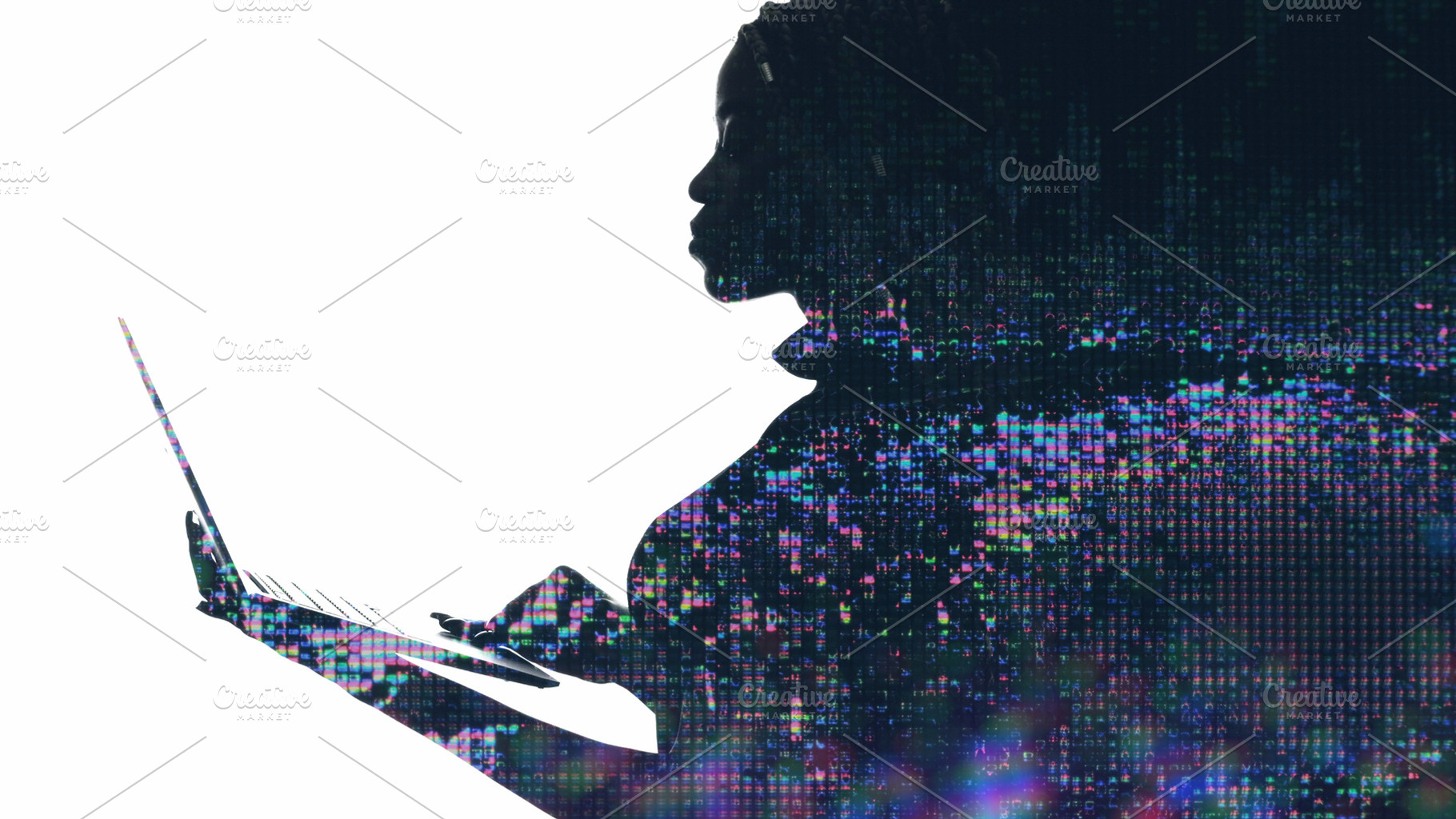 Digital network AI silhouette neon, a Person Photo by Photo Drive Studio