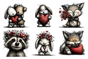 Valentines Day Animals Clipart, an Illustration by SinaCreation (Thumbnail 3 of 11)