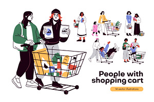 People with shopping carts set, a Person Illustration by Good Studio
