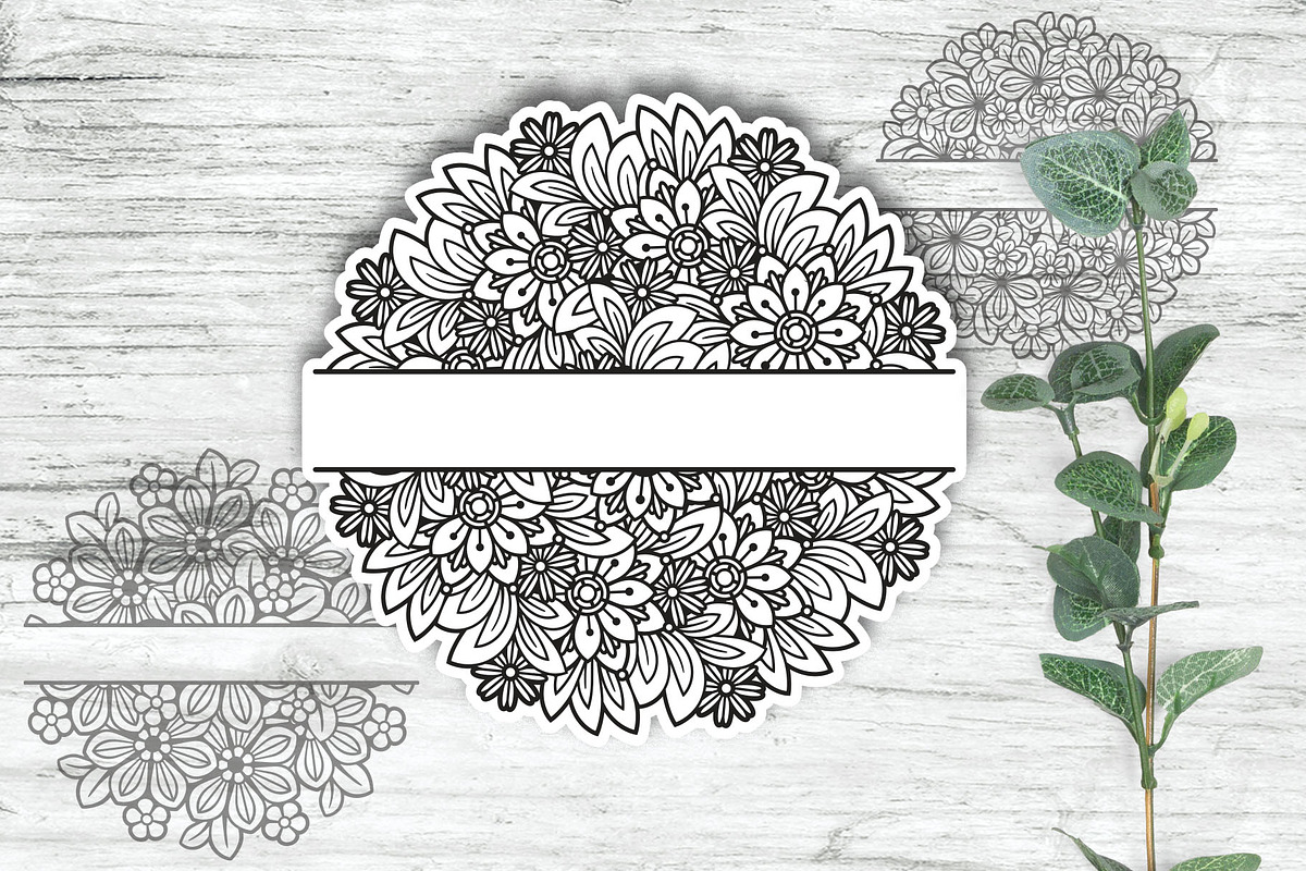 50 Split Floral Mandalas Bundle, a Decorative Illustration by Elinorka (Photo 6 of 9)