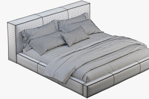 Queen Loft Leather Bed 2 3d Model