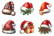 Watercolor Santa Hat Clipart Bundle, an Illustration by SinaCreation (Thumbnail 3 of 7)