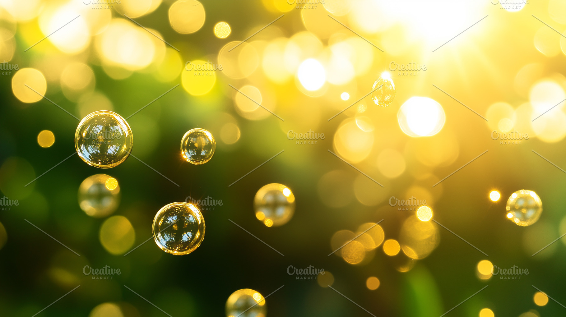 Bubbles on sunny yellow and green, a Background Photo by MistyDay