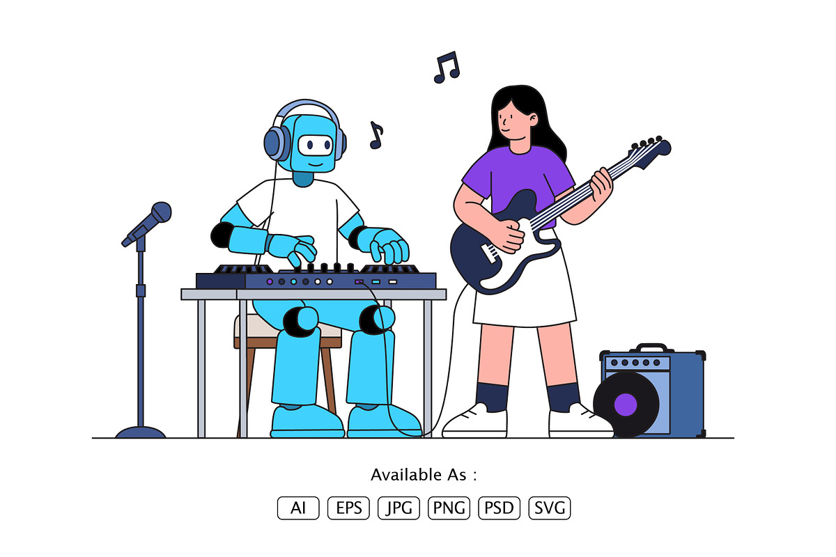 Artificial Intelligence Music, a Technology Illustration by Partikusi Design (Photo 2 of 3)
