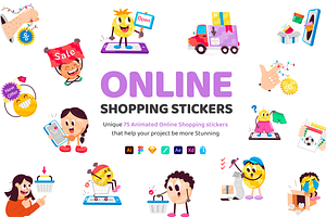 Animated Online Shopping Stickers, a Duotone Icon by Vectors Market