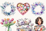 Watercolor Mothers Day Clipart, a Person Illustration by Design Scotch (Thumbnail 3 of 9)