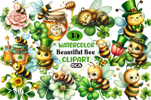 St Patrick’s Day Beautiful Bee  Clip, an Illustration by DreamCafeArt