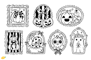 Halloween Frames Doodle Line Art, a Seasonal Illustration by LemonDesign (Thumbnail 2 of 3)