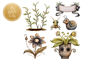 Whimsical Garden Creatures Clipart