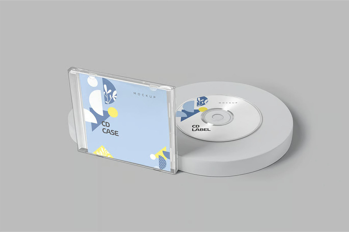 CD Label & Case Mockups, a Product Mockup by megostudi0 (Photo 2 of 7)