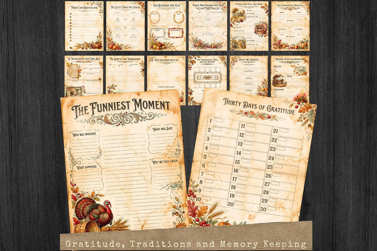 Thanksgiving junk journal Kit, an Object Graphic by ThatsDesignArt (Photo 14 of 21)