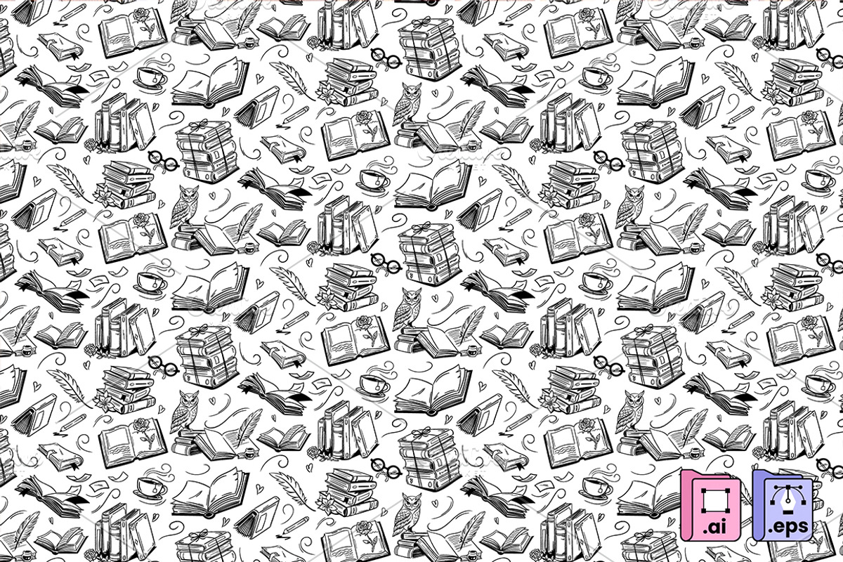 Whimsical Book Lover Pattern, a Pattern Graphic by MISS CHATZ (Photo 1 of 3)