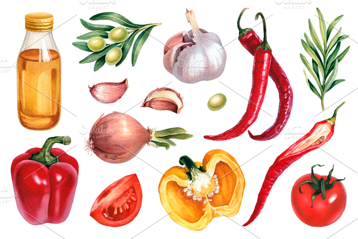 Vegetables illustrations kit, a Food Illustration by Sundra (Photo 3 of 11)