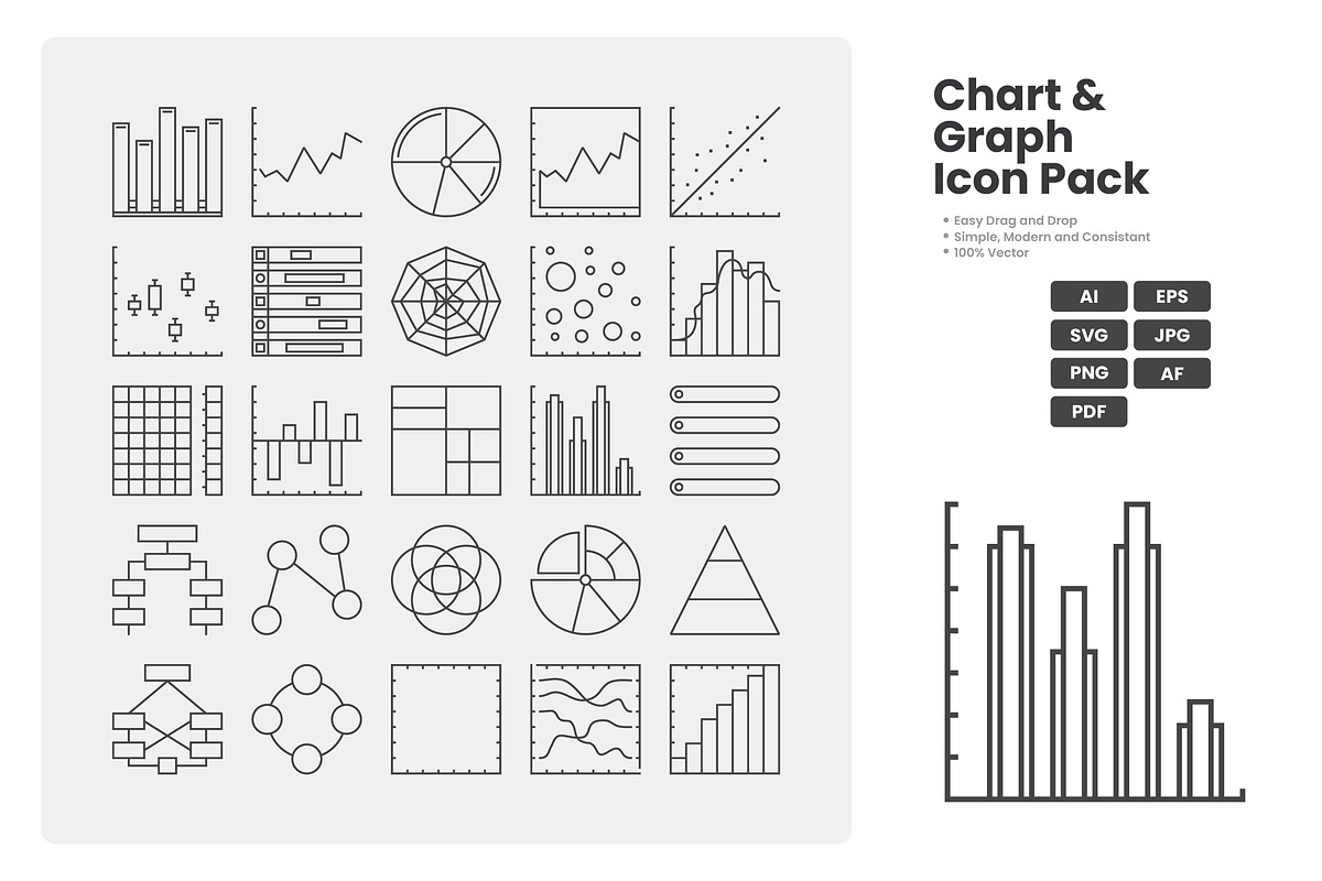 Chart and Graph Icon Pack, an Outline Icon by erifqizeicon (Photo 2 of 3)