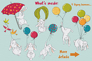 Flying rabbits vector clipart, an Object Graphic by Trinibis (Thumbnail 2 of 4)