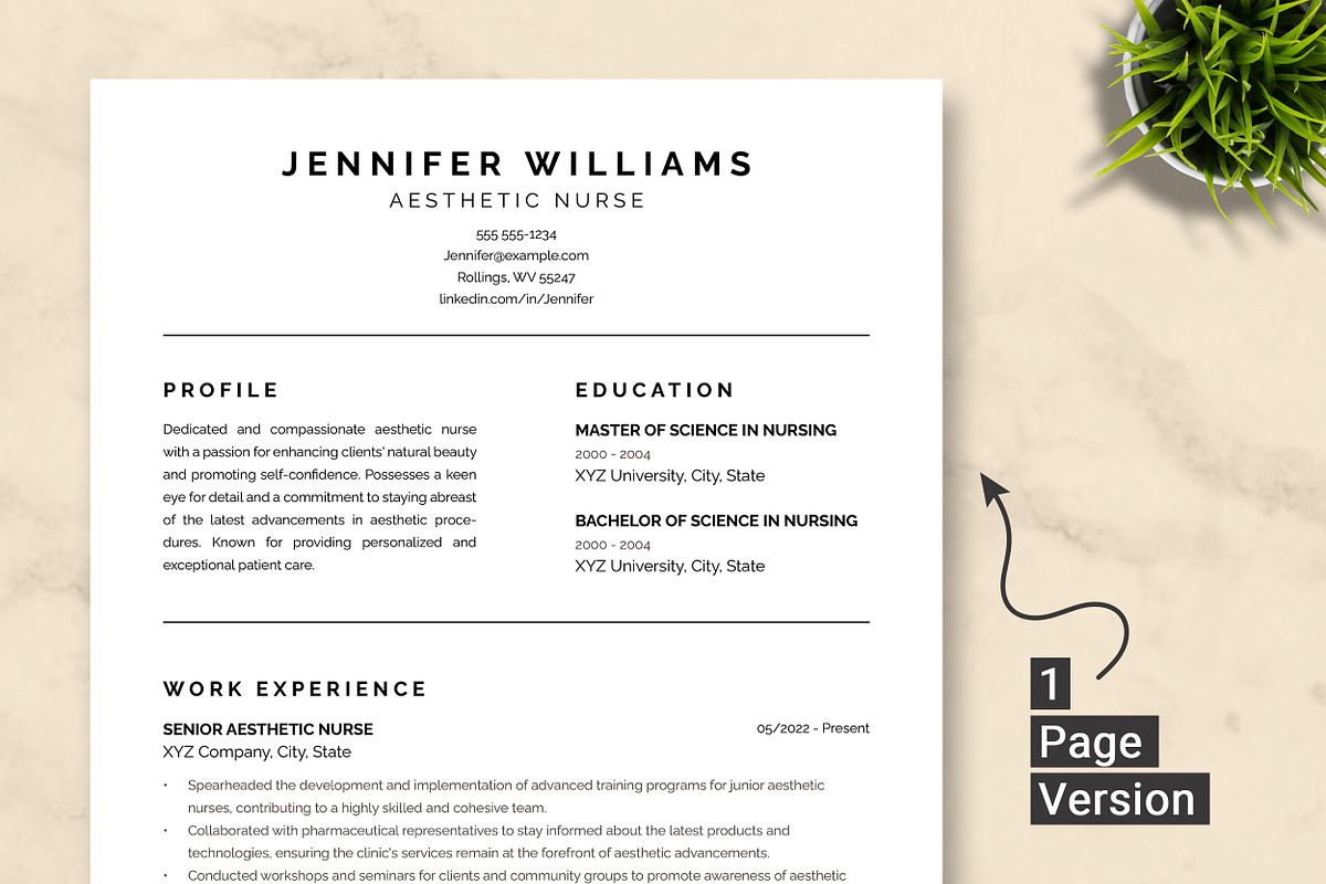 Aesthetic Nurse Resume Template, a Resume Template by ResumeInventor (Photo 2 of 9)