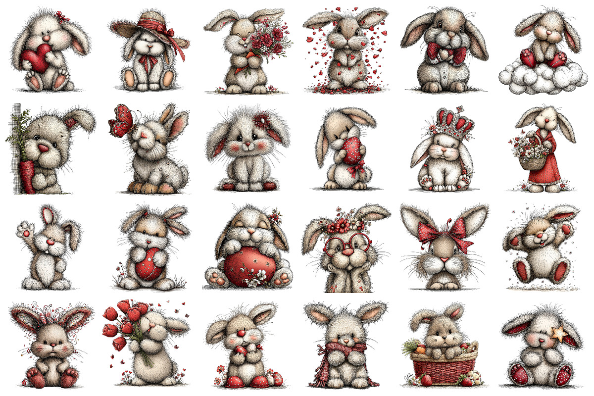 Whimsical Easter Bunny Clipart, an Illustration by designcity5 (Photo 2 of 5)