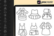 60 Procreate Chibi Clothes Stamp, a Brush Add-On by DrawingStoryShop (Thumbnail 4 of 6)