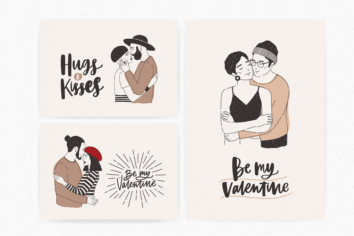 Love couples set + greeting cards, a Person Illustration by Good Studio (Photo 5 of 10)