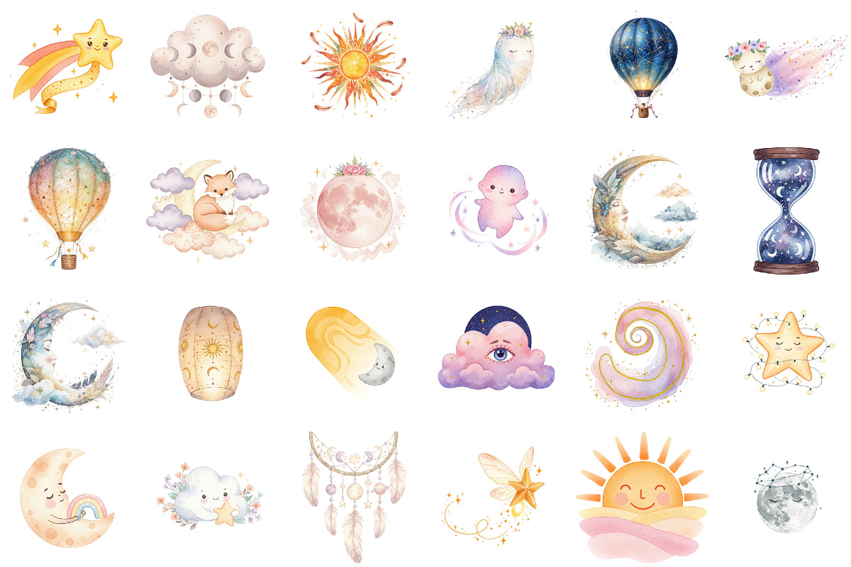 Watercolor Boho Sky Character, an Illustration by Sublimation Artist (Photo 2 of 6)