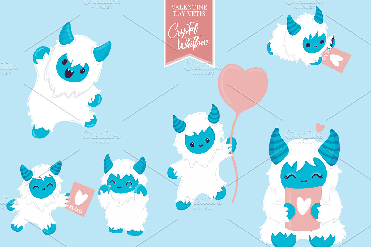 Valentine Yeti Pattern & Clip Art, a Pattern Graphic by Preyer Design (Photo 6 of 9)