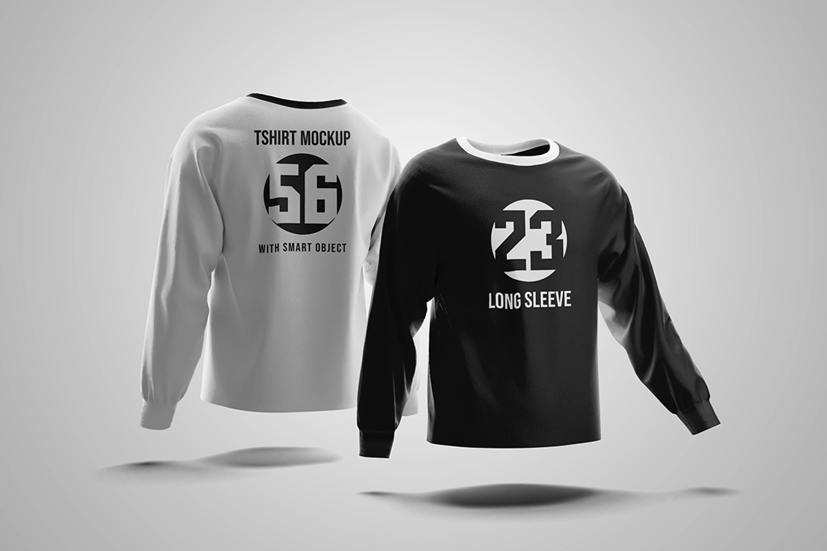 Long Sleeve T-Shirt Mockup, a Shirt Mockup by Artlogs x Modaldesain (Photo 2 of 3)