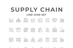 Set line icons of supply chain, an Outline Icon by motorama