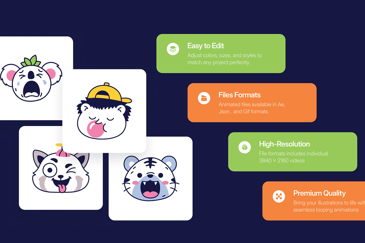 40 Animated Cute Animal Hand-drawn, an Emoji Icon by Brickclay (Photo 2 of 4)
