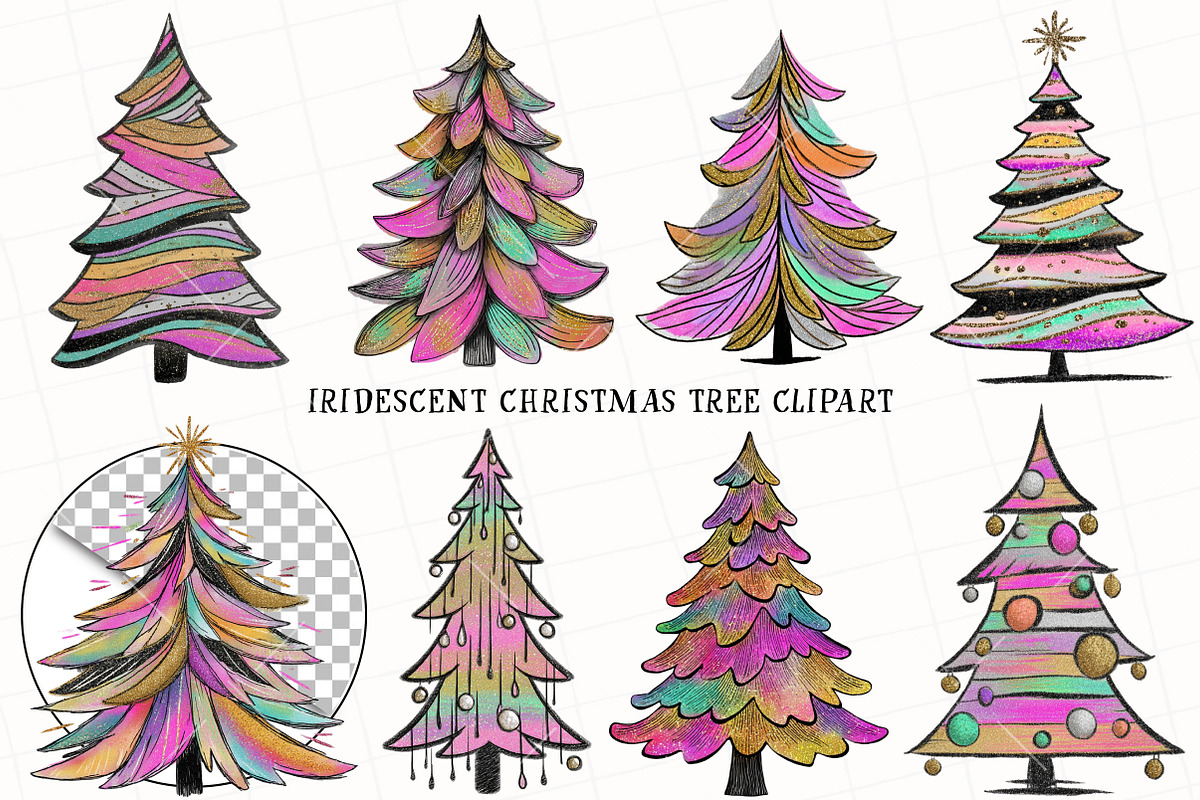 Iridescent Christmas Tree Clipart, an Illustration by OK Design (Photo 2 of 6)