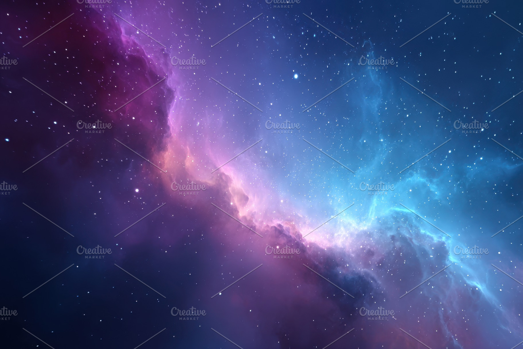 Vibrant cosmic nebula with stars, an Abstract Photo by AlyaAnd