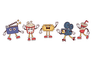 Movie characters. Groovy kino, an Object Illustration by YummyBuum