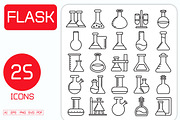 Flask and Test Tube Line Icons Set, an Outline Icon by Designfour (Thumbnail 1 of 7)