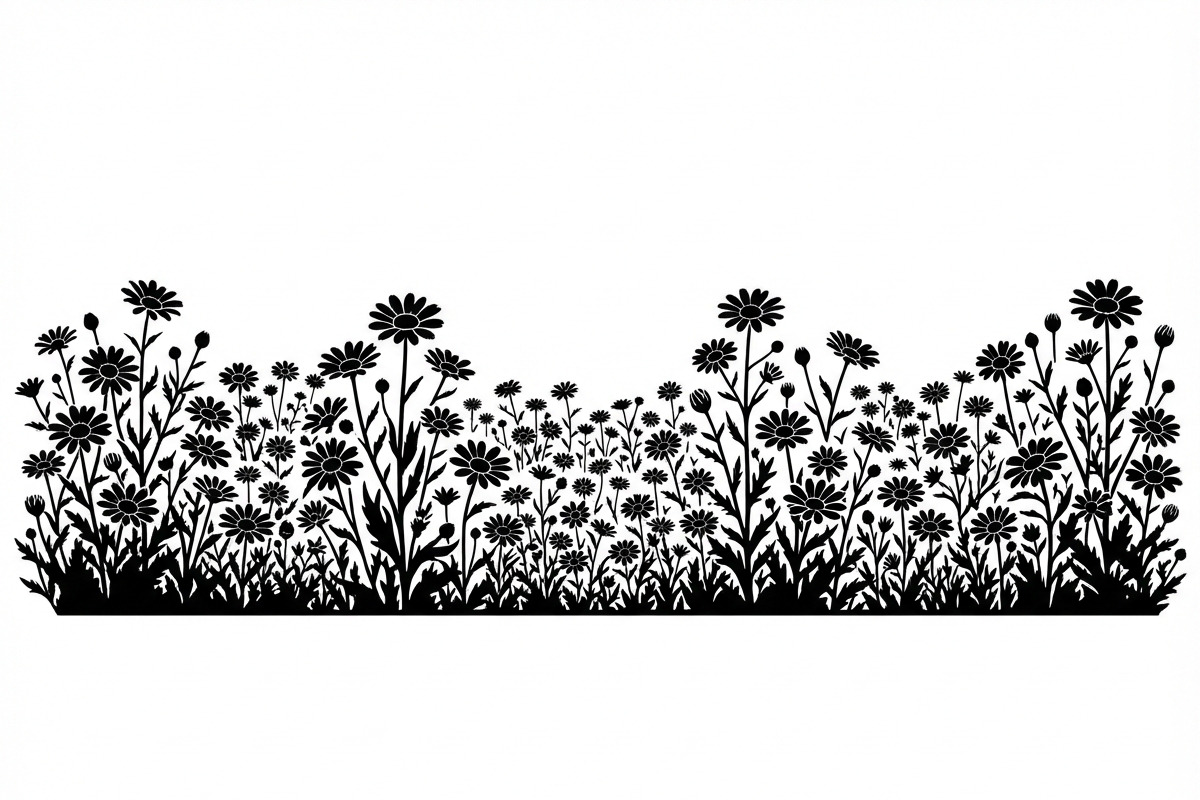 60 Daisy Flower Field Silhouette, a Seasonal Illustration by Amazin_art (Photo 22 of 22)