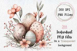 Watercolor Easter Clipart PNG Bundle