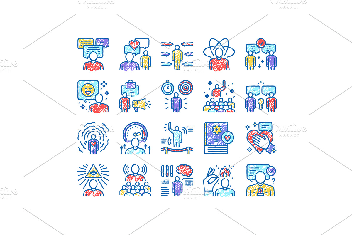 Soft Skills People set Icons hand, an Object Illustration by pikepicture