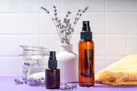 Cosmetics with lavender oil and flowers, a Beauty & Fashion Photo by Rimma