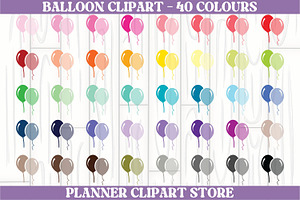 Balloon Icon Clipart - 40 Colours