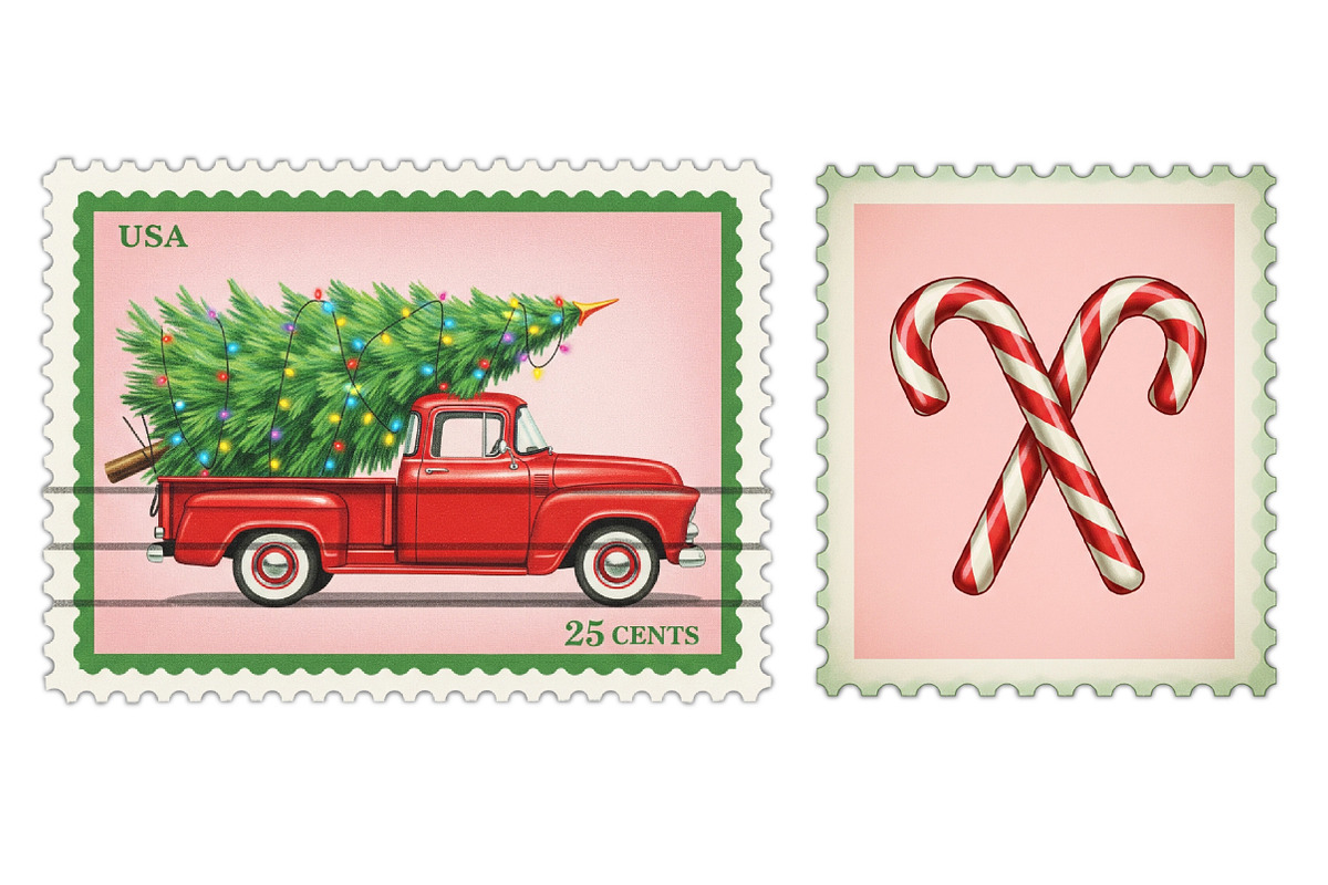 Christmas Postage Stamps Clipart, an Illustration by Dream Creation (Photo 5 of 5)