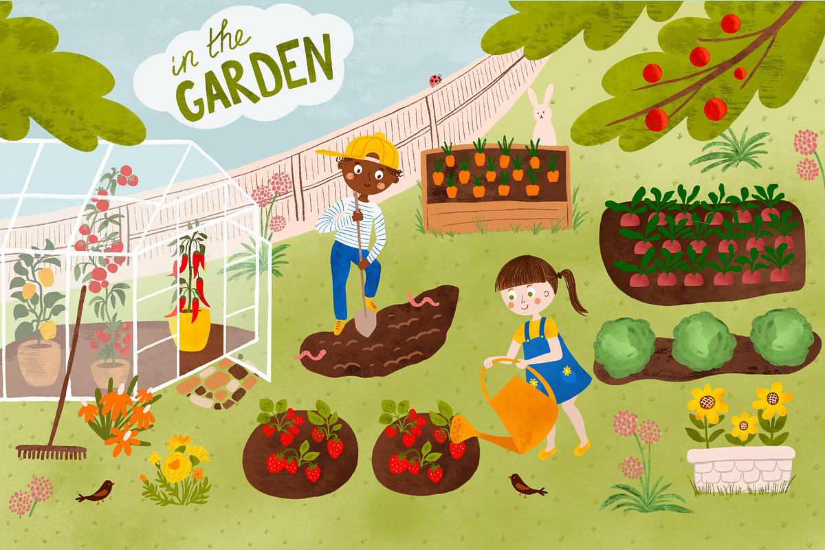 Children in the garden poster, a Person Illustration by Tani Kuzminka (Photo 1 of 4)