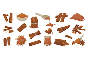 Cinnamon spices in sticks and powder, a Graphic by Valerie Bodnar