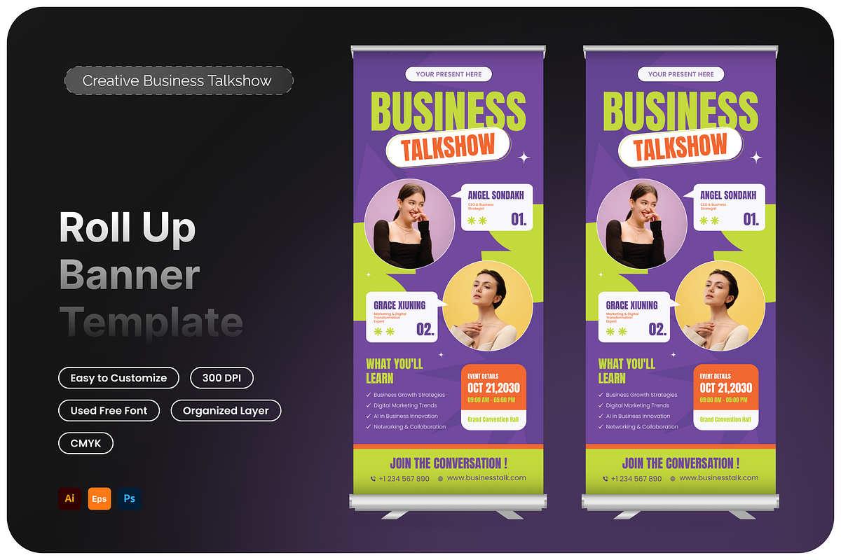 Creative Talk Show Roll Up Banner, a Poster Template by Annora Studio (Photo 1 of 6)