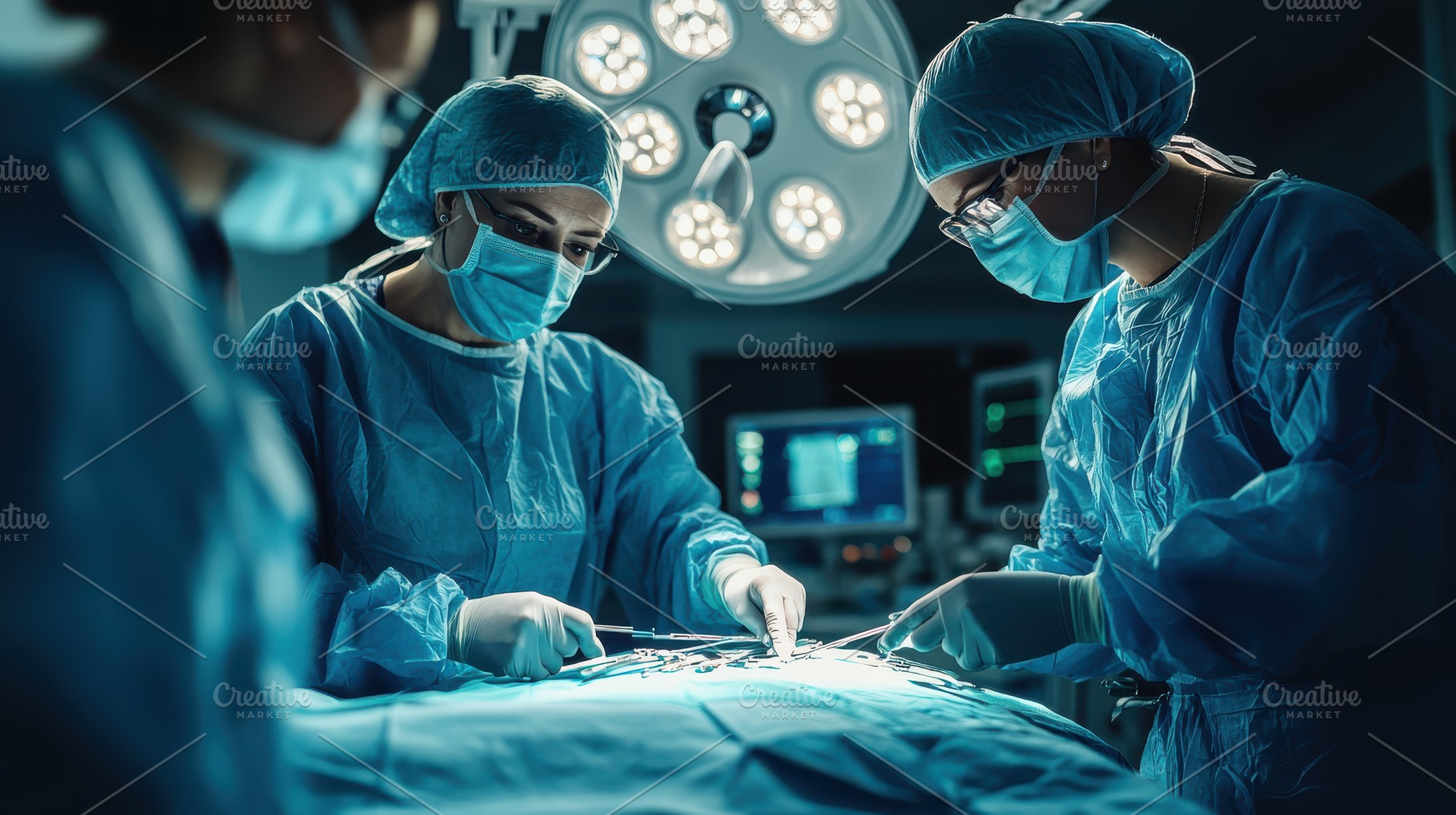 Surgical team performing operation i, a Background Photo by Pixeness
