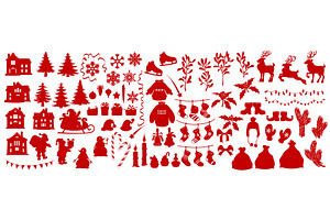 Christmas Xmas tree gift silhouettes